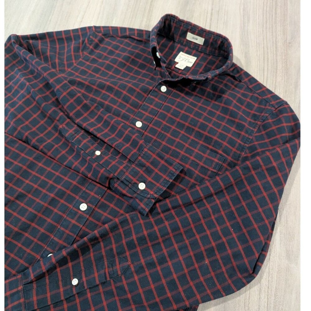 J.Crew Mens Slim Fit American Pima Cotton Plaid Long Sleeve Shirt Size XS